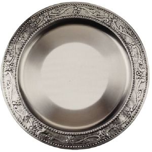 Custom Border Designing Metal Charger <b>Plate</b> Pewter Antique Finish Dining Table <b>Decor</b> 13" Vintage Style Dish Serving <b>Plates</b> - Product Image 1