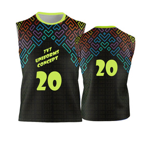 Ensemble de maillots de volley-ball sublimés personnalisés, imprimé géométrique, séchage rapide, débardeur sans manches unisexe pour adulte, short numéro 20 - Product Image 5