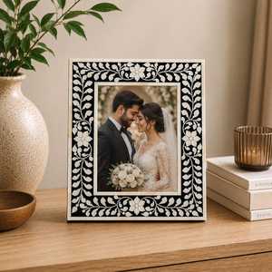 Hand Crafted Mother of Pearl Inlay Picture <b>Frame</b>: <b>Black</b> Floral Bohemian Photo <b>Frame</b> - Product Image 6