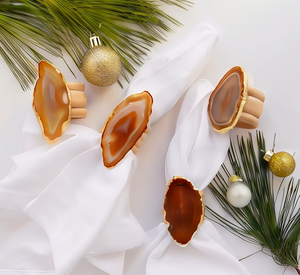 Agate Stone <b>Napkin</b> Rings for <b>Christmas</b> Dinner Table Decor White <b>Cloth</b> Ring Holder For Home Use - Product Image 6