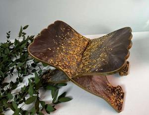 Resin <b>Book</b> Stand With Flower And Gold <b>Leaf</b> Design Pink Decorative Art Piece - Product Image 5