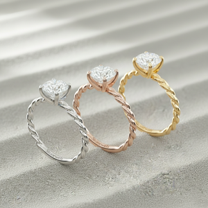 Bague de fiançailles solitaire à câble rond en or massif |   Diamant cultivé en laboratoire - Product Image 5