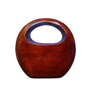 Handcrafted Oval Wooden Clutch <b>Bag</b> with Cut Out Handle for Women Designer Evening Party Wedding Luxury Hard Case Purse - Product Image 1