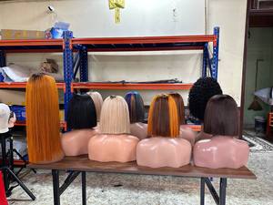 Fournisseur de perruques en cheveux vietnamiens à 100%, vente en gros de perruques bob en cheveux humains, coupe droite, couleur orange, perruque droite pour femmes noires - Product Image 2