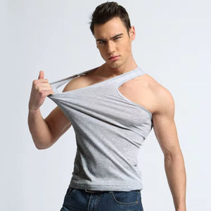 Camiseta sin Mangas Azul para Hombre, Camiseta Deportiva para Gimnasio y Entrenamiento, Ligera, Transpirable, Mezcla de Algodón, Exportador OEM/ODM - Product Image 5