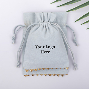 Handmade Promotional Branding Cotton <b>Drawstring</b> <b>Bag</b> Jewelry Packaging Pouch Custom Logo Printing Organizer - Product Image 6