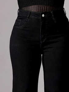 Abdul Royal World Export Women's <b>Boot</b> Cut Jeans Mid Waist Knee-Length Vintage Style Eco-Friendly Cotton Denim Light/Dark/Medium - Product Image 4