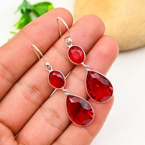 Garnet <b>Earrings</b> 925 Sterling <b>Silver</b> Gemstone <b>Earrings</b> Handmade Jewelry Elegant <b>Dangle</b> <b>Earrings</b> Gift For Her - Product Image 6