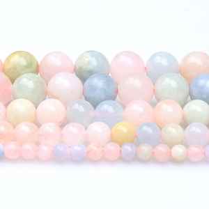 Perles rondes lisses en pierre précieuse Morganite rose naturelle, pour la fabrication de bijoux, bracelets, colliers, accessoires de charme à faire soi-même - Product Image 3