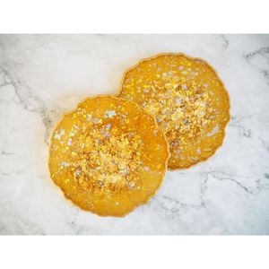 Sous-verres en résine avec paillettes dorées, forme florale festonnée, protège-tables pour tasses à café, thé, mugs, maison et bureau - Product Image 4