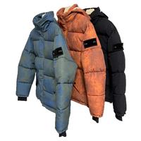 Blouson matelassé noir pour homme, col montant, fermeture éclair, coupe-vent, polyester, hiver, décontracté, court