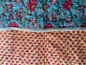 Reversible Fluffy Washable Printed <b>Quilt</b> Bohemian Floral Design Cotton All-Season Home Use Block Print Baby <b>Quilt</b> - Product Image 1
