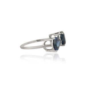 Prix de gros usine Bague ouverte en or blanc véritable K18 avec saphir bleu, bijou pour mariage et soirée, pierre de naissance de septembre - Product Image 5