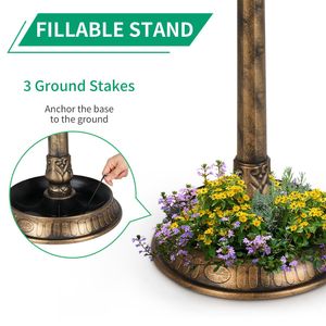 Mangiatoia per Uccelli Vintage in Bronzo da 42 Pollici con Base a Vaso di Fiori Alimentata a Energia Solare per Giardino e Amanti degli Animali - Product Image 6