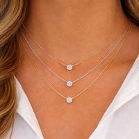 Collier solitaire pour femme en argent 925 plaqué or, diamant brillant flottant taillé au laser, certifié IGI, cultivé en laboratoire