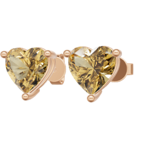 Pendientes Unisex Heerani Jewels de Citrino Natural en Plata de Ley 925 con Baño de Oro Rosa, Diseño Clásico en Forma de Corazón con Engaste de Garras - Product Image 3