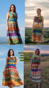 Robe d'été vintage élégante mi-longue en rayonne sans manches, col en V, coupe trapèze, doublée en soie, imprimée, en tissu respirant - Product Image 5