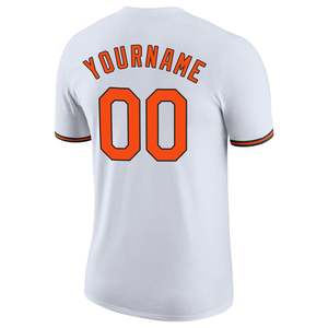 Custom Baseball Jersey White Orange Print Teamname 00 Personalized Name Number Crew Neck Short Sleeve Unisex Adult Regular Fit - Product Image 3