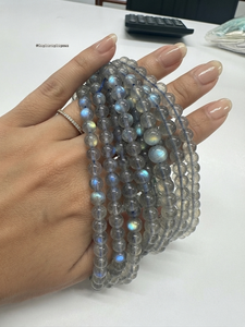 Perles rondes en labradorite naturelle arc-en-ciel de haute qualité, 7 mm, pour la fabrication de bracelets et de colliers - Product Image 2
