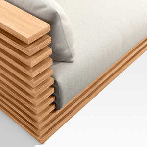 Sofá contemporáneo en forma de L de madera de teca para patio con respaldo y cojines cómodos, ideal para jardín, balcón o terraza. - Product Image 5