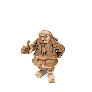 Figura de Santa Claus Rectangular Tallada a Mano en Raíz de Teca, Diseño Tradicional, para Uso en Interiores, Decoración para Hogar u Oficina, Gubuk Bali, Montaje en Suelo - Product Image 1