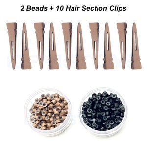 Kit d'outils professionnels pour extensions de cheveux, ensemble d'installation de micro-perles avec pinces à 2 trous, ouvre-perles, crochet à boucle, ciseaux, pinces à cheveux - Product Image 6