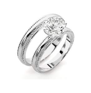 925 Sterling Silver Silver Solitaire <b>Couple</b> Rings - Product Image 2