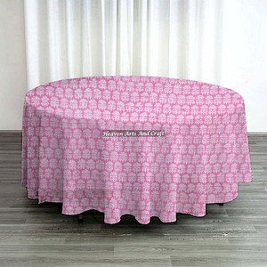 New Cotton Block Printed Round Dining Table Linen Cloth Custom Table Cover Best Price <b>Tablecloth</b> for Home or Commercial Use - Product Image 2