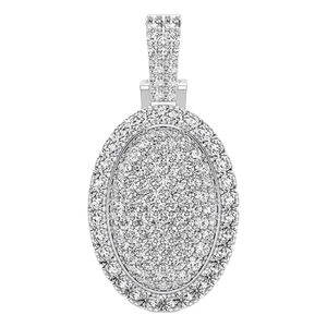 จี้รูปวงรีประดับเพชรเงินแบบเฮโล สร้อยคอทำมือ ของขวัญเครื่องประดับสำหรับผู้ชาย ผู้หญิง และทุกเพศ - Product Image 2