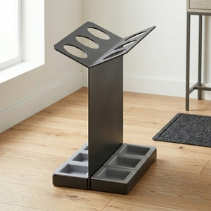 Porte-parapluies moderne en métal blanc avec plateau de drainage, capacité unilatérale pour le rangement domestique - Product Image 3