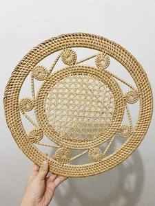 <b>Round</b> Handmade Bamboo Placemat Bohemian Style Natural Weave 450mm Diameter <b>Mats</b> & Pads - Product Image 1