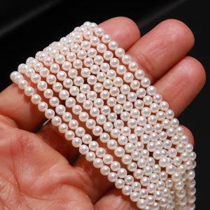 Perles d'eau douce naturelles blanches de qualité AA, rondes, 4-5 mm, perles d'espacement pour la fabrication de bijoux, certifiées GIC - Product Image 3