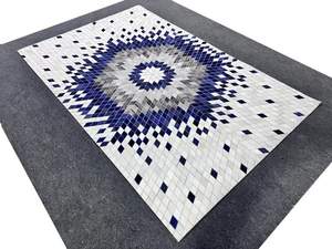 Lujo moderno 100% alfombra de cuero con mechones a mano diseñador a rayas técnica de telar manual respetuoso con el medio ambiente para mascotas antideslizante Oficina de Vida - Product Image 2