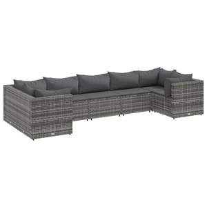 Ensemble de salon de patio en rotin gris de 7 pièces avec coussins Mobilier d'extérieur élégant - Product Image 2