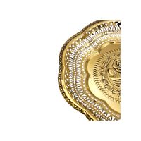 Style thaïlandais traditionnel 10 "plateau en laiton bord ondulé motif Rose véritable laiton massif pour servir des desserts alimentaires pour souvenirs cadeaux