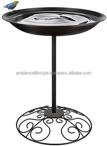 Bain d'oiseaux décoratif d'extérieur en métal avec support, construction en fer durable, revêtement résistant aux intempéries pour usage en jardin - Product Image 3