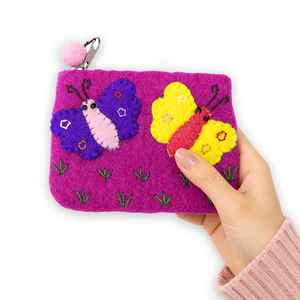 Monedero de Fieltro de Lana con Diseño de Mariposa y Cierre de Cremallera para Niñas |   Monedero Hecho a Mano para Uso Diario - Product Image 2