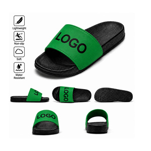 Sandales à bout ouvert en EVA respirantes avec logo personnalisé vert pour hommes et femmes |   Claquettes d'été antidérapantes |   Usine OEM ODM - Product Image 1