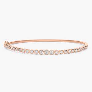 Custom Bezel Set Bangle <b>Cuff</b> <b>Bracelet</b> 10k 14k 18k Solid Real Gold Graduated Tennis Lab Grown Diamond Moissanite Stacking Jewelry - Product Image 3