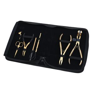 Kit professionnel d'extensions capillaires avec pince à micro-perles, outil de pose Tap-In, crochet pour boucles de cheveux, pince à perles plates, mini-ciseaux - Product Image 1