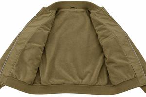 <b>Mens</b> <b>Khaki</b> Spring Casual Solid Windproof Bomber Jacket Lightweight Zipper Closure with Stand Collar Utility Sleeve Pocket - Product Image 5