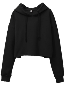 Girls <b>Crop</b> <b>Top</b> Hoodie Full Sleeve Solid Color Hooded Pullover Sweatshirt Regular Fit All Seasons Windproof Anti-UV Front Logo - Product Image 1