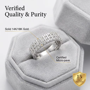Anillo de Diamantes Naturales Verticales en Oro Blanco de 18k, Certificado IGI, Regalo para el Día de la Madre, Auténtico, Directo de Fábrica KING O KING - Product Image 3