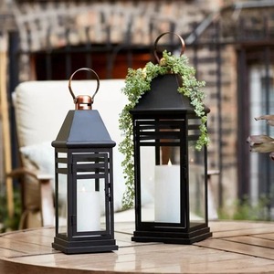 Lanternes à bougies en fil de fer noir, design géométrique, support en métal durable, décoration d'intérieur - Product Image 6