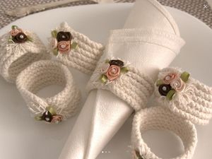 Anneaux de serviette en tissu bohème ronds de 4,5 cm de largeur, accessoires de décoration de table de mariage écologiques - Product Image 2