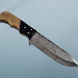 Couteau de survie tactique portable d'extérieur, en acier Damas, manche en bois, service OEM personnalisé, vente chaude en usine - Product Image 4