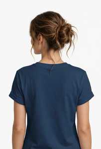 เสื้อยืดผู้หญิงฤดูร้อน สีกรมท่า ผ้าโพลีเอสเตอร์นุ่ม สวมใส่สบาย แขนสั้น ระบายอากาศได้ดี คุณภาพสูง ปรับแต่งได้ คอกลม น้ำหนักเบา เหมือนผ้าไหม - Product Image 2