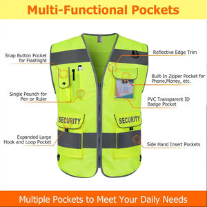 Chaleco de Seguridad de Alta Visibilidad Impermeable Talla Grande con Franjas Reflectantes y Múltiples Bolsillos Unisex para Trabajo - Product Image 2