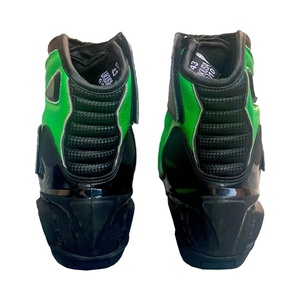 Botas de moto para hombre, verdes y negras, con cierre de cremallera en el tobillo, parte superior de PU, suela de goma, entresuela de EVA, forro de malla antideslizante - Product Image 2