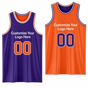 Maillot de basket-ball Soccer Max violet et orange, imprimé par sublimation, unisexe, adulte, sans manches, séchage rapide, débardeur en polyester 320 g/m² - Product Image 1